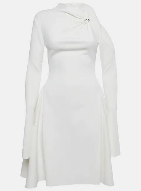 Chats by C.Dam White Jersey Dress and Cut-Out Skirt Set S