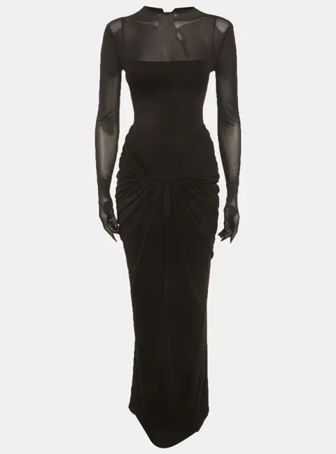 Chats By C.Dam Black Jersey Draped Serena Maxi Dress XS