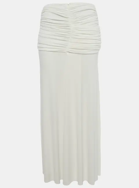 Chats by c. Dam White Jersey Ruched Maxi Skirt S