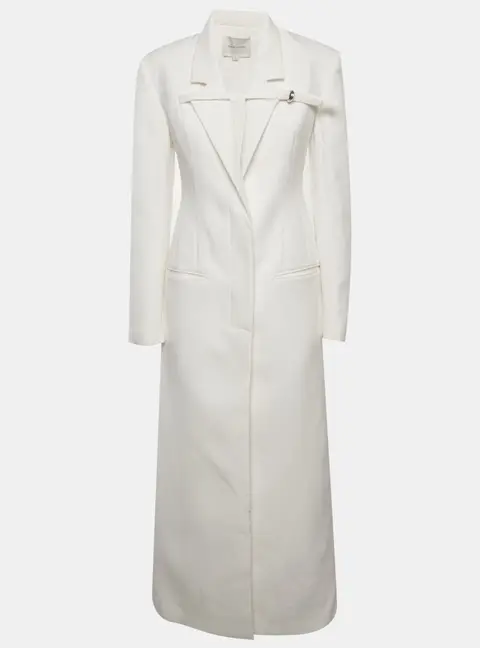 Chats By C.Dam White Gabardine Tanglo Long Coat M