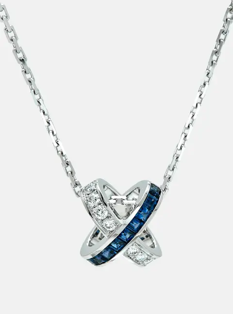Chaumet Jeux de Liens Diamond Blue Sapphires 18k White Gold Necklace