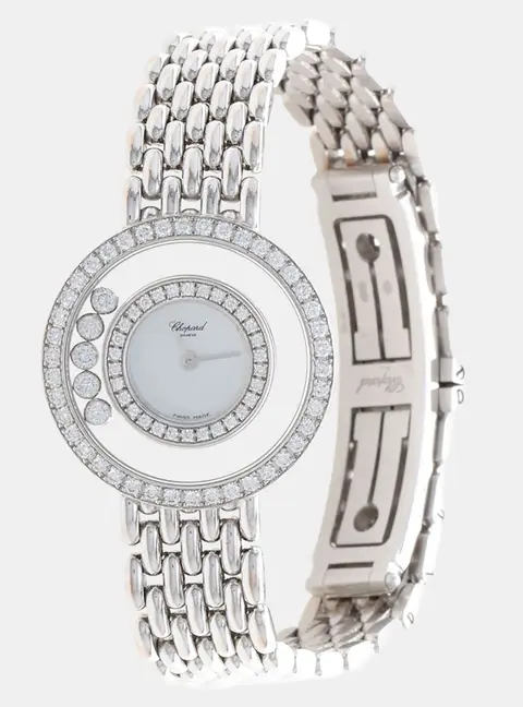 Chopard White Happy Diamonds 20/9064D 18K White Gold, Diamond Quartz Women's Wristwatch 23mm