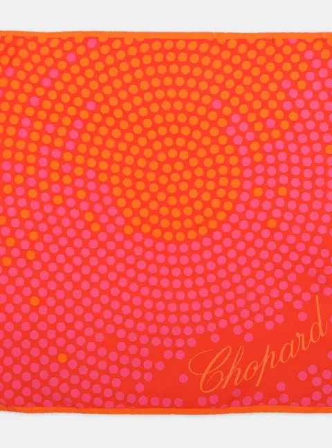 Chopard Red/Orange Polka Dot Silk Scarf