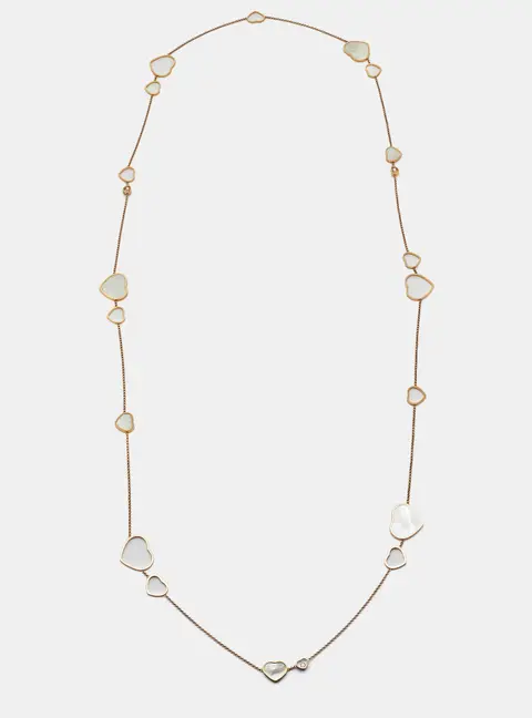 Chopard Happy Hearts Mother of Pearl Diamonds 18k Rose Gold Long Necklace