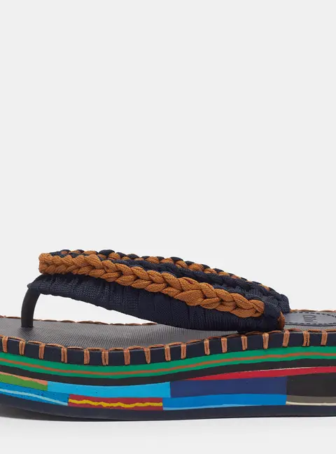 Chlo&eacute; Size 35 Multicolor Knit Fabric Thong Platform Sandals