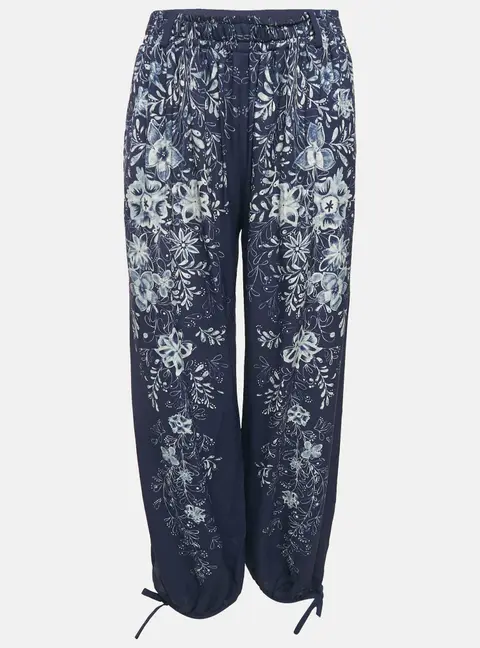Chlo&eacute; Blue/Beige Floral Print Crepe Harem Pants S