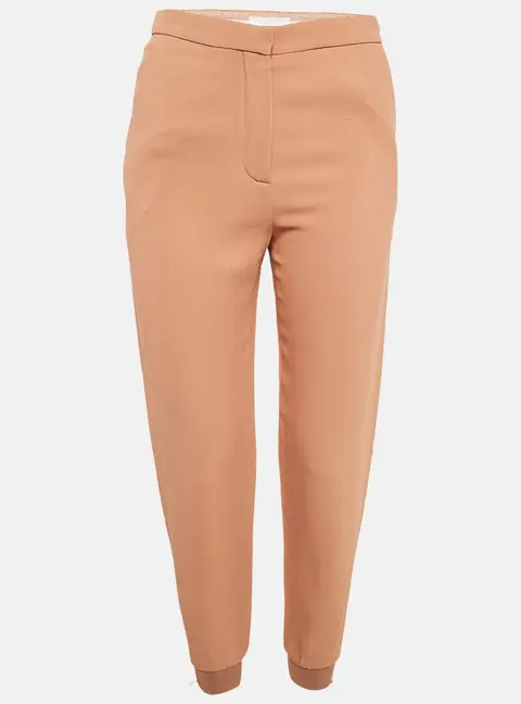 Chloe Light Brown Crepe Zip Detail Trackpants S