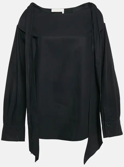 Chloe Navy Blue Cotton Cold-Shoulder Blouse M