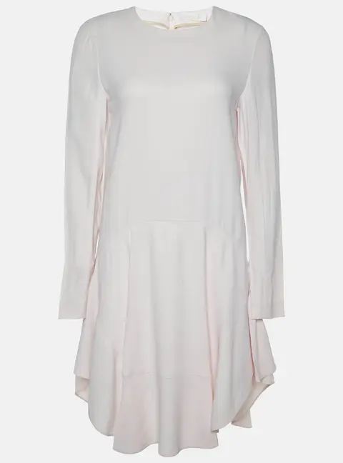 Chloe Pink Mist Crepe Mini Full Sleeves Dress M