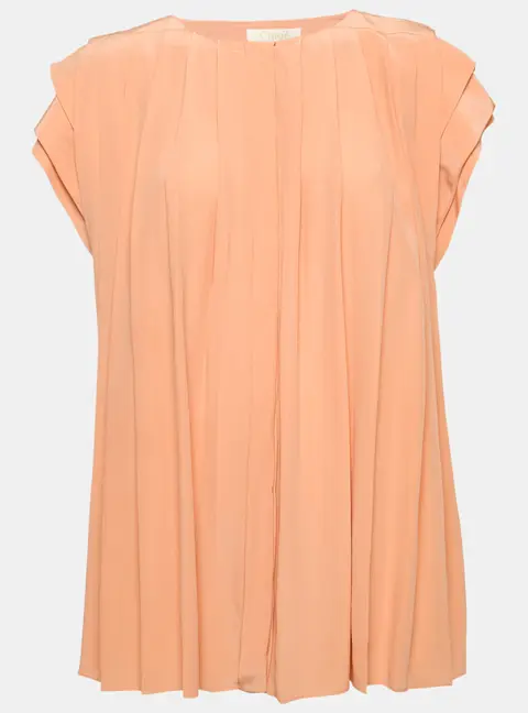 Chlo&eacute; Pink Silk Pleated Top M