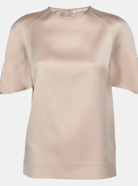 Chloe Beige Wool Blend Satin Top S