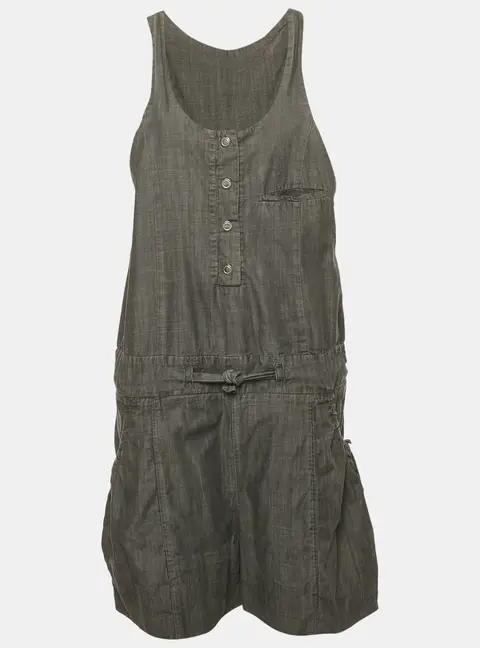 Chloe Dark Grey Cotton Waist Tie-Up Dungaree M