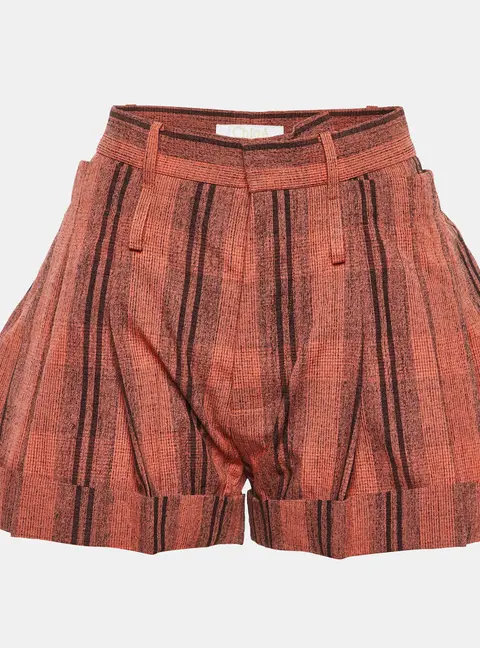 Chloe Orange Printed Cotton Tie Detail Shorts S