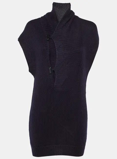 Chloe Navy Blue Alpaca Wool Toggle Button Front Sweater S