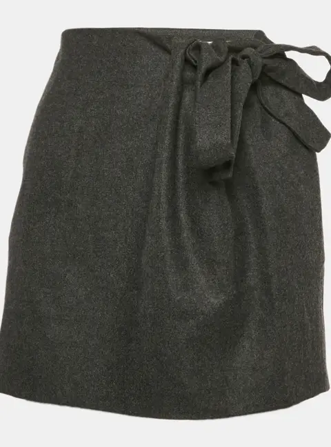 Chloe Black Wool Tie-Up Detail Mini Ardoise Skirt M