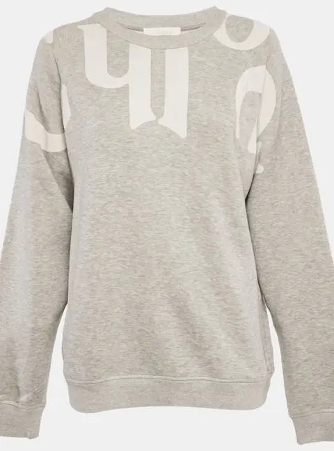 Chloe Grey Logo Print Cotton Melange Crew Neck Sweatshirt M