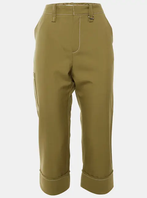 Chloe Khaki Wool Blend Cuffed Capri Pants M