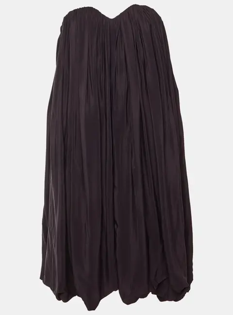 Chlo&eacute; Dark Purple Crepe Pleated Strapless Mini Dress M