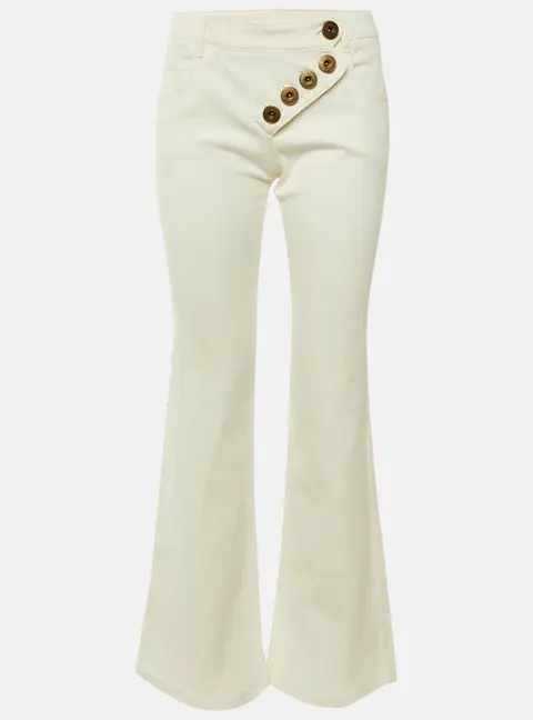 Chloe White Crushed Denim Crossover Jeans M Waist 28"