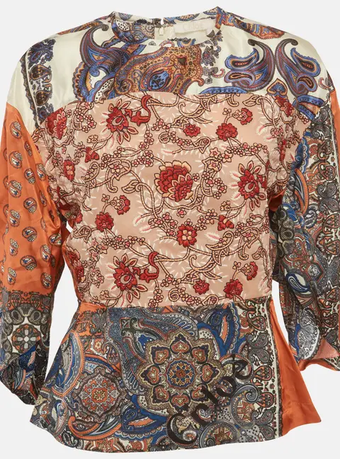 Chloe Multicolor Printed Crepe Blouse M