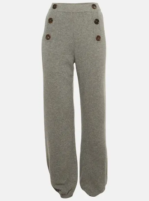 Chloe Grey Wool Button Detail Sweatpants XS