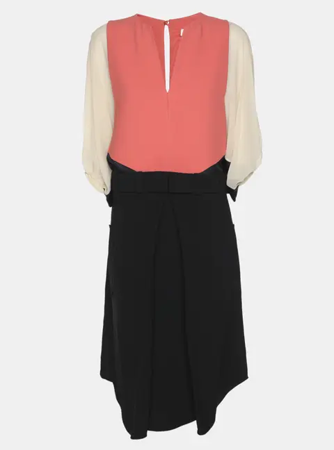 Chloe Colorblock Crepe Fabric Midi Dress M