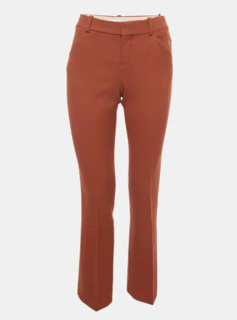 Chloe Burnt Orange Wool Straight Leg Trousers S
