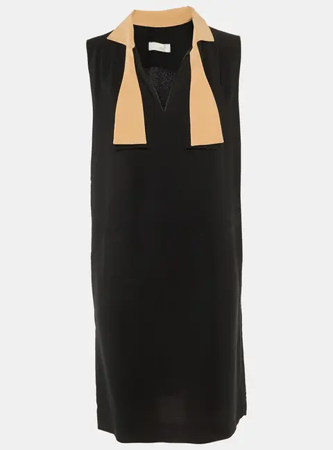 Chloe Black Crepe Neck Tie Detail Short Dress M