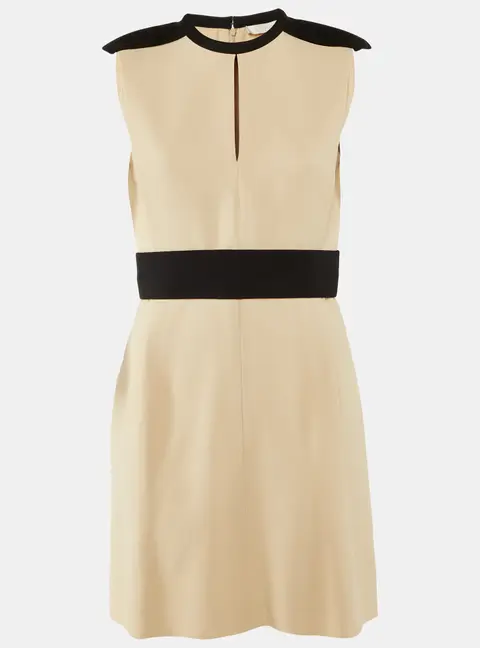 Chloe Beige /Black Crepe Sleeveless Mini Dress S