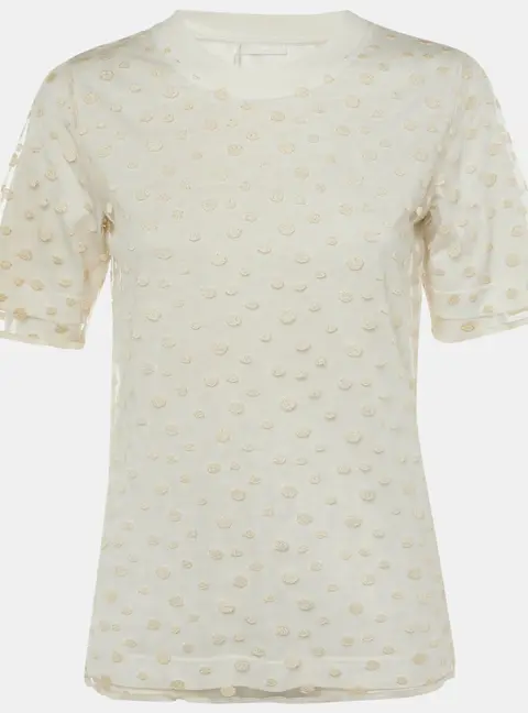 Chlo&eacute; Off White Cotton & Tulle Top  S