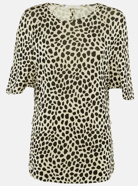 Chloe Cream/Black Leopard Print Jersey Top S