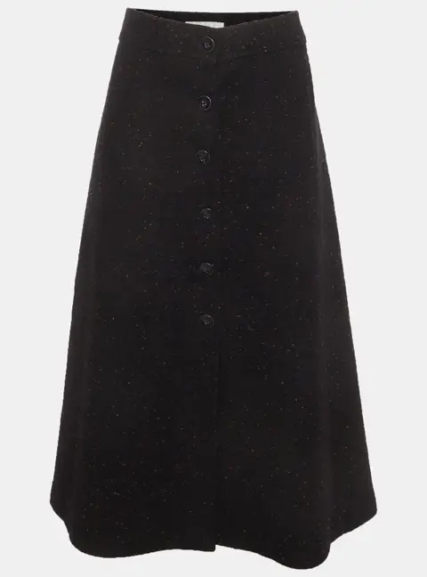 Chloe Navy Blue Wool Blend Flared Midi Skirt L
