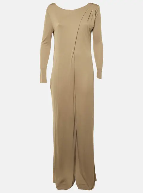 Chlo&eacute; Beige Jersey Draped Back Jumpsuit M