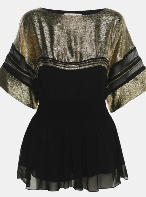 Chloe Gold/Black Chiffon and Lam&eacute; Top S