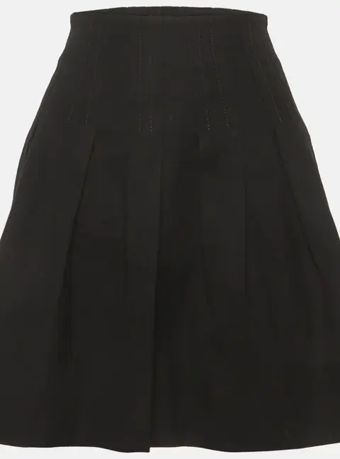 Chlo&eacute; Black Gabardine Flared Zip Up Mini Skirt S