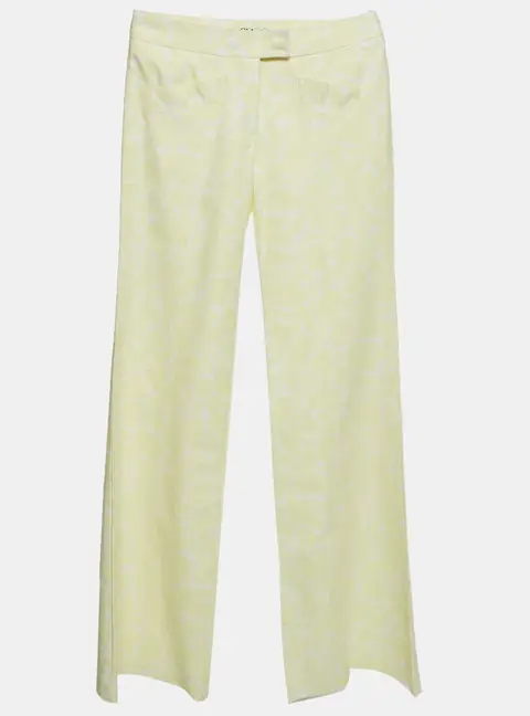 Chloe Yellow/White Denim Printed Wide Leg Pants S