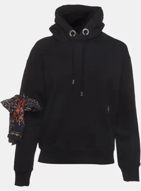 Chloe Black Cotton N Silk Scarf Fleece Hoodie S