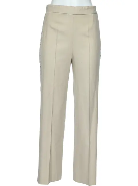 Chloe Cream Wool Side Trim Detail Parallel Trousers M