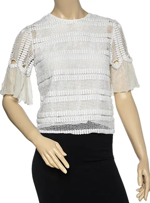 Chloe White Crochet Lace Top M