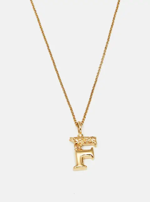 Chlo&eacute; Alphabet Letter F Initial Pendant Gold Tone Necklace