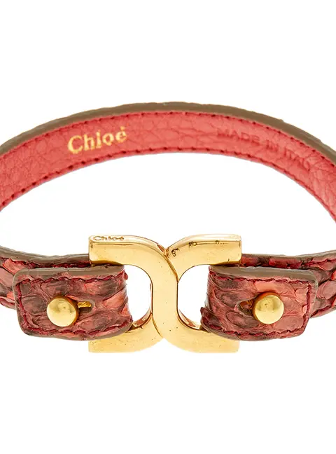 Chloe Dark Coral Ayer Snakeskin Leather Marcie Bracelet