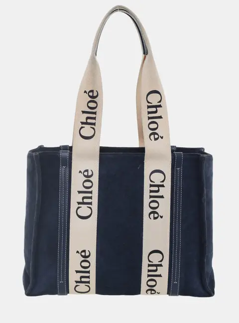 Chloe Suede/Canvas Medium Woody Tote Bag