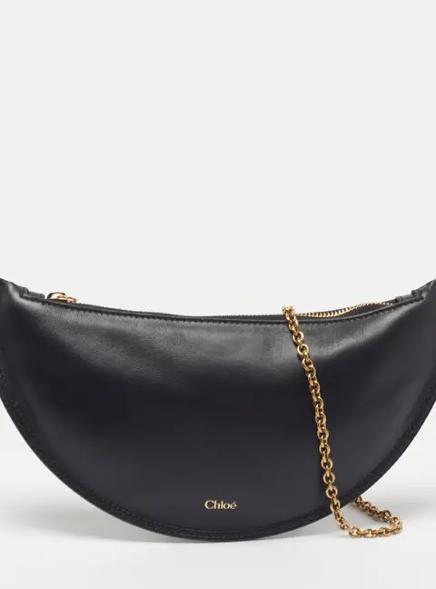 Chlo&eacute; Icons Half Moon Mini Black Leather Hobo
