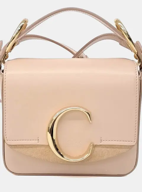 Chloe Beige Leather C Crossbody Mini