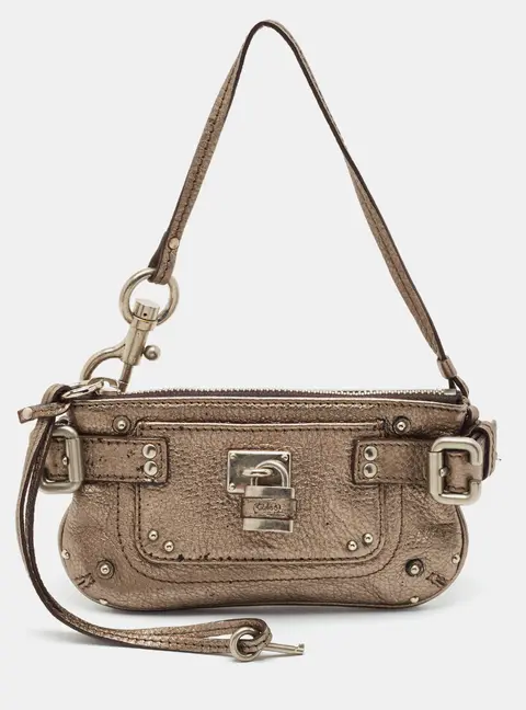 Chloe Paddington Grey Leather Clutch Bag