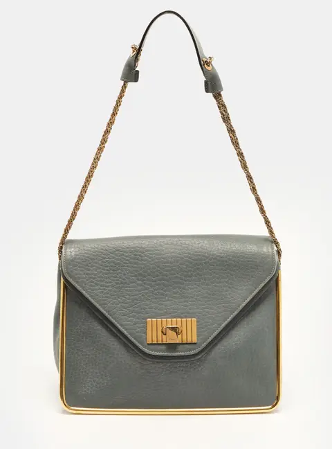 Chloe Sally Flap Medium Light Blue Leather Shoulder Bag
