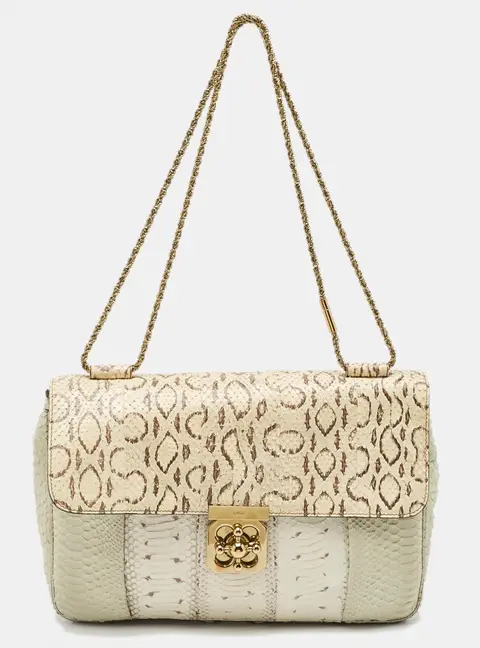 Chloe Light Green/Cream Large Elsie Shoulder Bag
