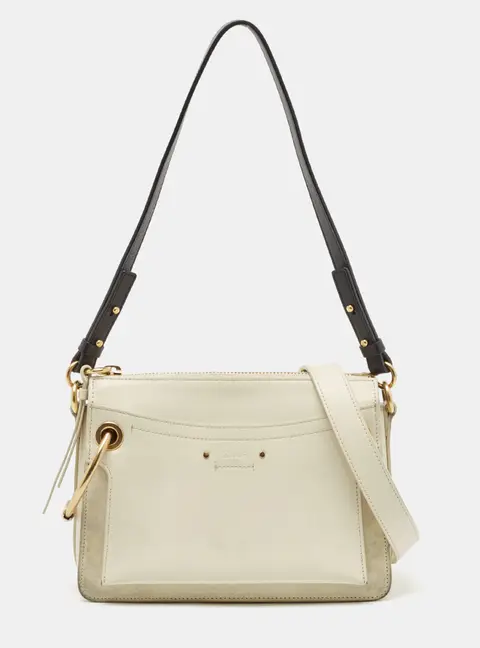 Chloe Off White Leather Small Roy Shoulder Bag