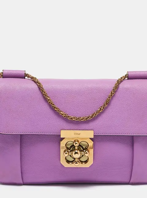 Chloe Purple Leather Medium Elsie Chain Shoulder Bag