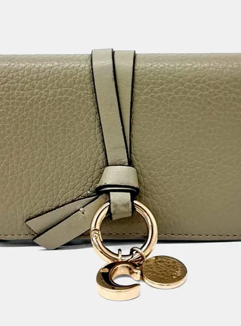 Chloe Alphabet Small Motty Grey Grained Leather Wallet